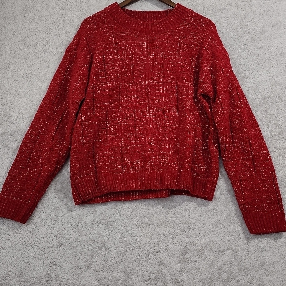NEW Weatherproof Vintage Womens XL Textured Knit Sweater Crew neck Shimmer